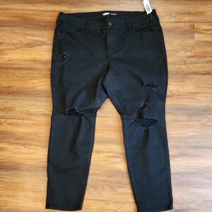 Old Navy Black Distressed Skinny Jeans, 18P